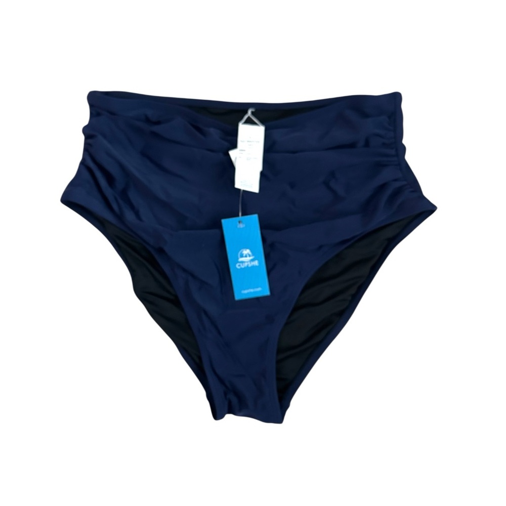 Cupshe Navy And Black Reversible High Waisted Bikini Bottoms